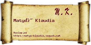 Matyé Klaudia névjegykártya